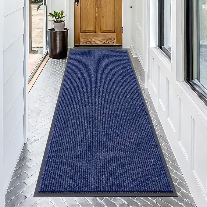 OLANLY Front Door Mat Indoor Outdoor Entrance, Waterproof Heavy Duty Doormat, Fade Resistant, Low Profile, Easy Clean Patio Porch Welcome Floor Mats for Entry, 71x34, Blue