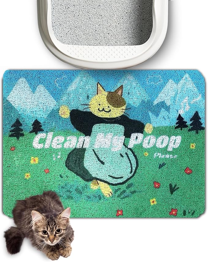 Lukamoo® Cute Cat Litter Mat (24’’x16’’), for Kitty Litter & Cat Litter Box, Independent Artist Designed (My Favorite Things)