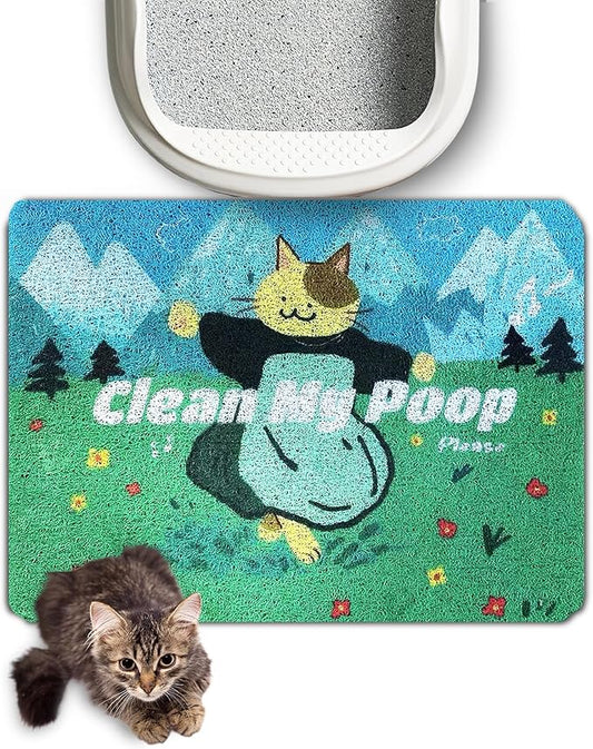Lukamoo® Cute Cat Litter Mat (24’’x16’’), for Kitty Litter & Cat Litter Box, Independent Artist Designed (My Favorite Things)