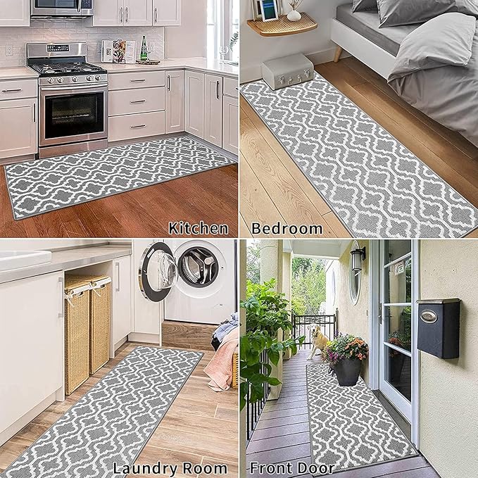 HEBE Washable Runner Rug 20"x59" Indoor Door Mat Runners,Non Slip Dirt Trapping Rug Runner Floor Mats Carpet Runners for Entryway Hallway Kitchen Garage Laundry Room