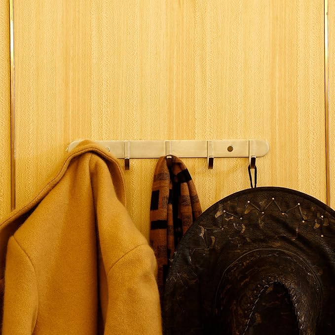 Sagmoc Coat Hook Rail Brushed Nickel 14-inch Towel Rack Wall Mounted with 5 Hooks/Durable Coat Hangers for Bedroom, Bathroom, Foyer, Hallway/304Stainless Steel/Easy to Install/Rust and Water Proof