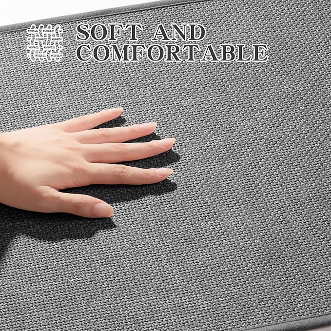 chakme Bathroom Rugs Mat 24x17, Ultra Thin Non Slip Bath Mat Small Quick Dry Absorbent Bath Mat for Bathroom Floor, (Dark Grey, 24"x17")