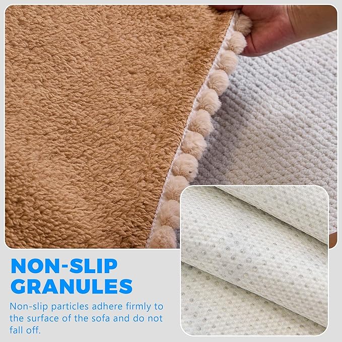 Sherpa Fleece Oversized Couch Cover for 3-4 Cushion Sofa, Brown 71" x 150" - Pet Proof Sofa Covers Heavy Duty Scratch Resistant Pet Friendly Furniture Cover - Easy Install, Machine Washable
