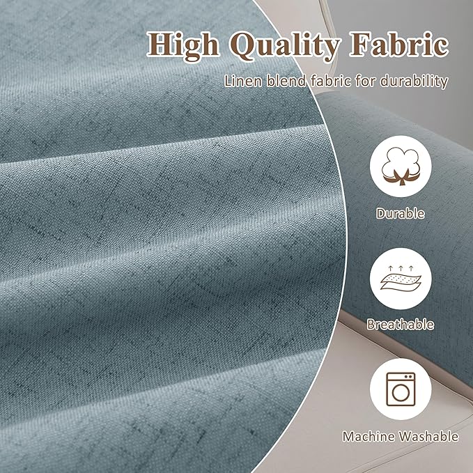 SPWIY Couch Arm Covers Linen Chair Arm Covers Set of 2 Stain Resistant & Anti-Scratch Furniture Protector for Sofa Washable Recliner Armrest Cover for Pets，20" W x 24" L, Dark Blue
