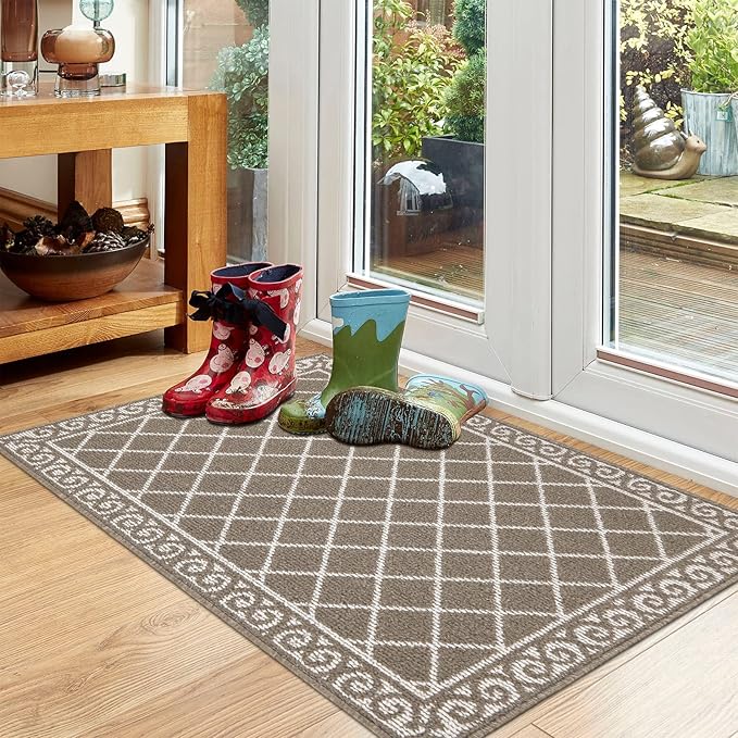 HEBE Indoor Door Mat 32"x48" Non Slip Front Door Welcome Mats Washable Shoe Mats Dirt Trapper for Entryway Low Profile Kitchen Carpet for Entrance Hallways Entrance Mat for Dogs