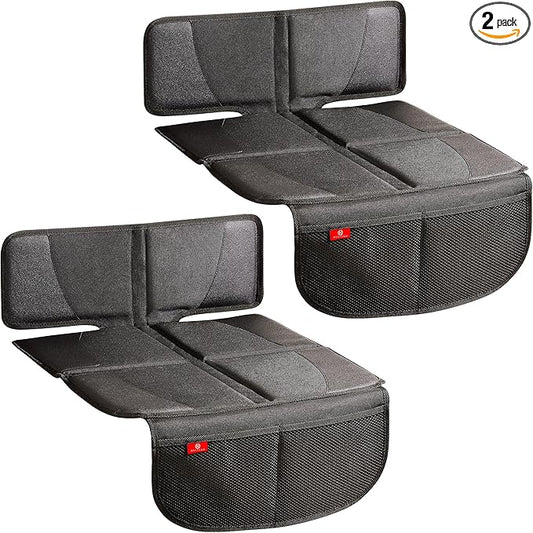 Helteko Carseat Protector with Thickest Padding, 2 Pack Auto Seat Pad from Waterproof & Stain Resistant for Child Baby , Kick Mat Material for Leather and Fabric Seat