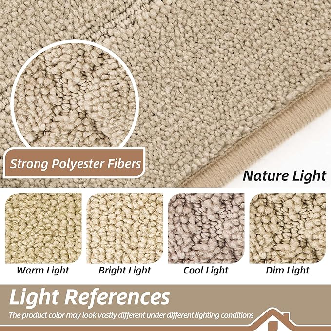 BEQHAUSE Dirt Trapper Door Mat 36" x 60", Doormat Non-Slip Entryway Rugs Washable, Dog Door Mat Stain Resistant and Absorbent Welcome Floor Mat for Front Back Door, Mud Wet Shoes & Paws, Warm Beige