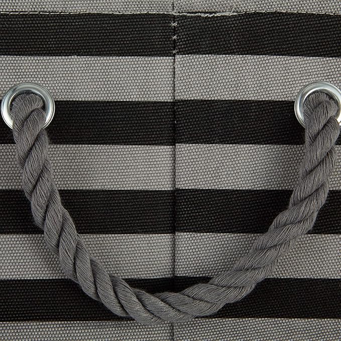 Bone Dry Pet Storage Collection Striped Paw Patch Bin, Black, Small Round