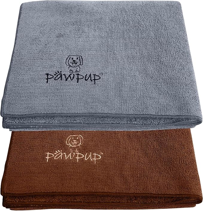 PAWPUP Dog Towels for Drying Dogs Super Absorbent Microfiber Pet Grooming Towel for Dogs, Cats and Other Pets (40 x 24 Inches, Brown and Grey)