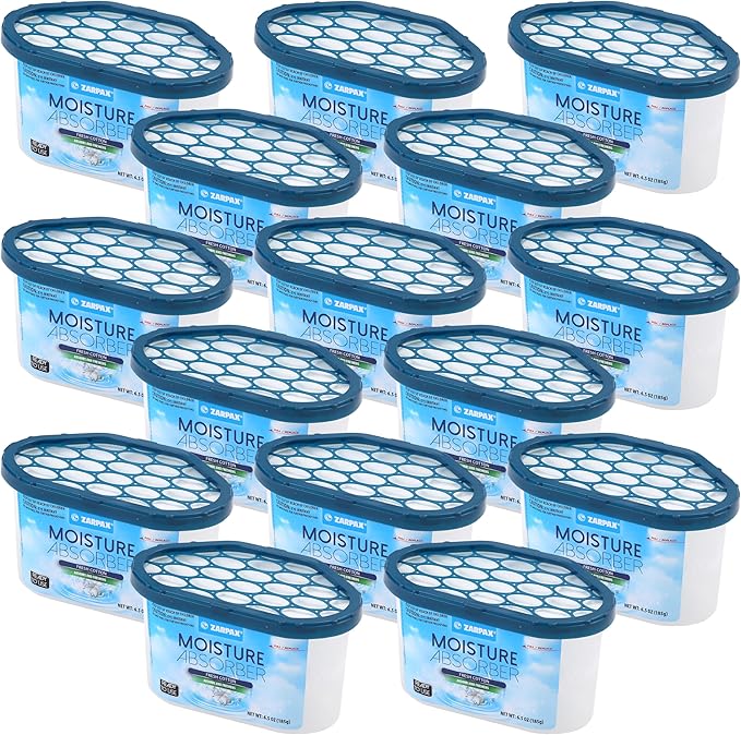 Moisture Absorber Fresh Cotton 6.5 oz/185g | Removes Moisture, Damp & Humidity | Odor Absorber With Fresh Cotton Fragrance | Moisture Trap for Bathroom, Closet, Kitchen | Set of 15