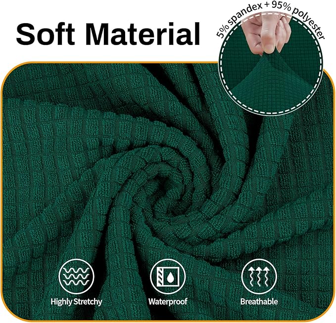 Asnomy Couch Covers for 3 Cushion Couch Stretch Sofa Covers Slipcovers, Pet Protector Furniture Covers for Dogs Cats Spandex Jacquard Fabric Small Checks （X-Large，Blackish Green）