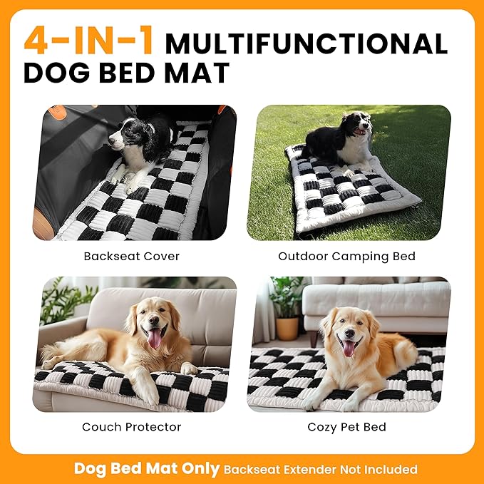 Backseat Dog Bed Mat for Car, Non-Slip Dog Bed for Car Back Seat, Soft & Cozy Dogs Blanket, Washable Travel Pet Mat Seat Protector for Cars, SUVs, Trucks