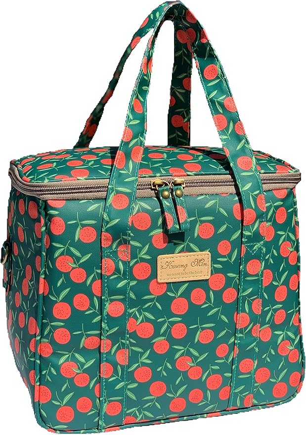 Kwang Min Insulated Insulated Cooler Bag,Reusable Large Lunch Bag for Women, Great for Outdoors,Camping,Party,Premium Quality,Adjustable Strap,Foldable
