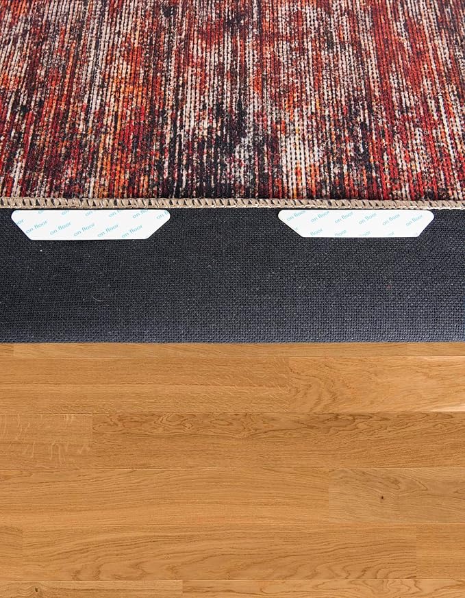 Rugs.com - 12 Pcs Rugs Tape, Non Slip Rug Pad, Reusable Washable Grippers for Rugs, Double Sided Anti Slip Rug Stoppers for Hardwood Floors to Prevent Sliding