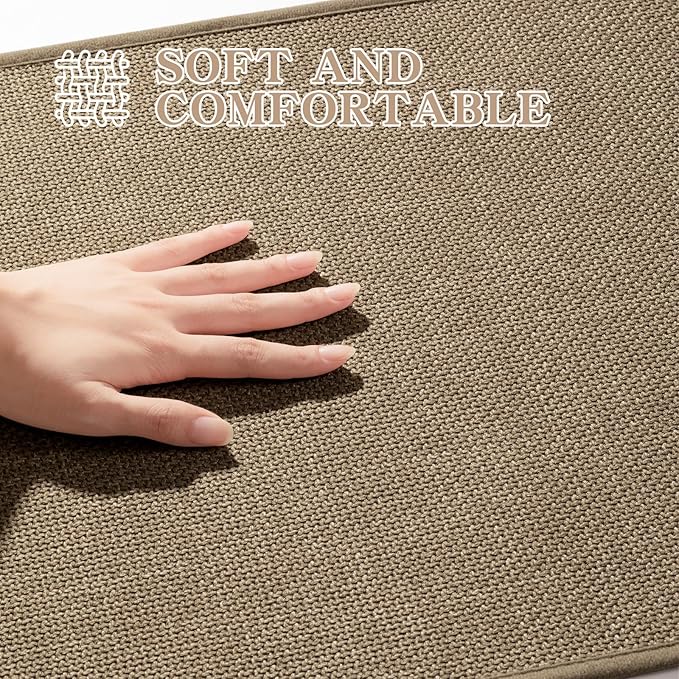 chakme Bathroom Rugs Mat 59x25, Ultra Thin Non Slip Bath Mat Large Quick Dry Absorbent Bath Mat for Bathroom Floor, (Dark Beige, 59"x25")