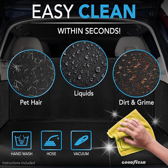GOODYEAR Water Resistant SUV Cargo Cover Heavy-Duty Trunk Protector for Dogs, Durable Liner with Side Walls, Pet Mat, Large Size