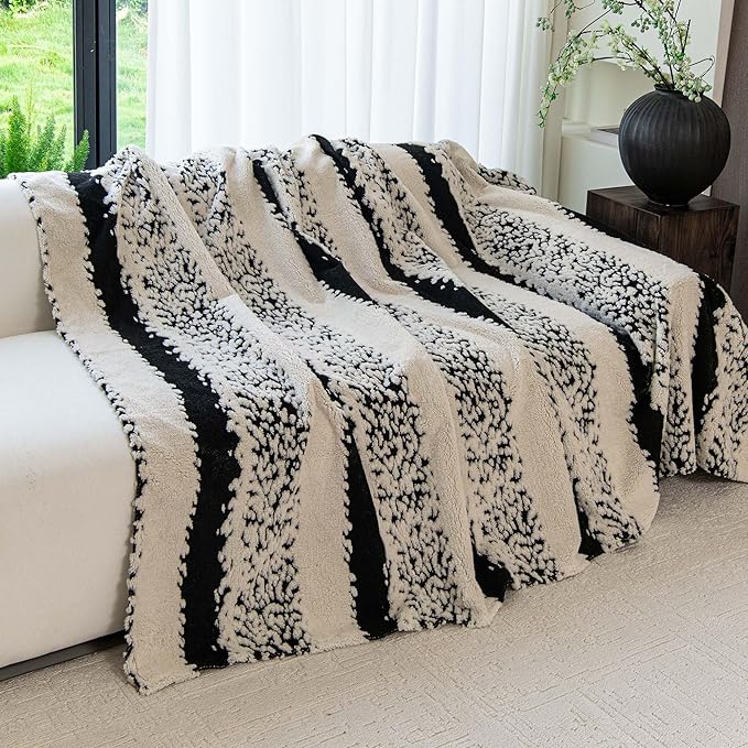 Sherpa Fleece Couch Cover for 2 Cushion Sofa, Black, 71" x 118" – Pet Proof Sofa Covers, Heavy Duty, Scratch Resistant, Pet Friendly Furniture Cover – Easy Install, Machine Washable