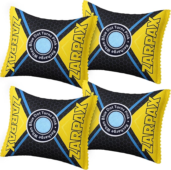 4.4 oz/125g Rechargeable Desiccant Packs Dehumidifier Bag - 4 Pack - Moisture Absorbers For Safes, Car, Bathroom, Storage - Moisture Remover Eliminates Humidity - Reusable Desiccant Bags