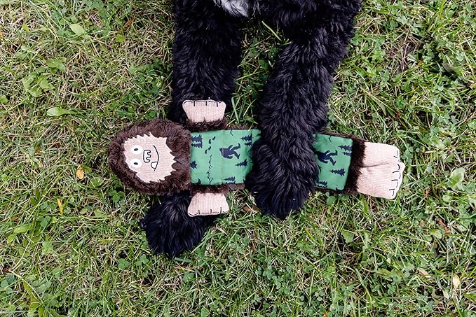 Lazy One Bigfoot Squeaky Dog Toy, Soft Crinkle Toy for Dogs, Durable Fabric for Small, Medium, and Large Breeds