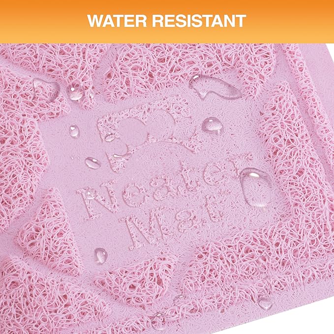 Neater Pets Neater Mat Cat Litter Rug, Thick & Durable Cat Mat for Litter Box, Trapper Pad Catches Mess to Protect Indoor Floors, Soft on Kitty Paws, Anti-Skid Grip Backing, Easy to Clean, Pink