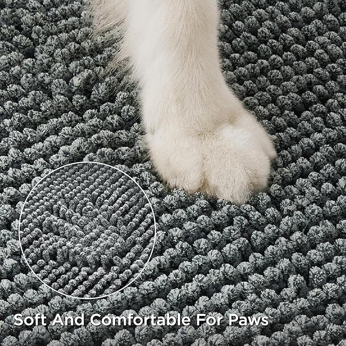 Bedsure Dog Door Mat for Muddy Paws, High-Low Absorbent Chenille Indoor Entrance Mud Dirt Trapper Soak-Stopper, Machine Washable Non-Slip Entryway Rug for Pets, 48"x30" Grey