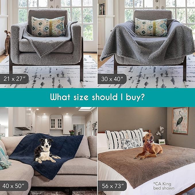 rocket & rex Extra Large Waterproof Dog Blanket, Blue, Washable Waterproof Pet Blanket Protects Beds, Couches & Other Furniture, Premium Fleece Fabric with Reversible Faux Suede, 56" x 73" (Pack of 1)