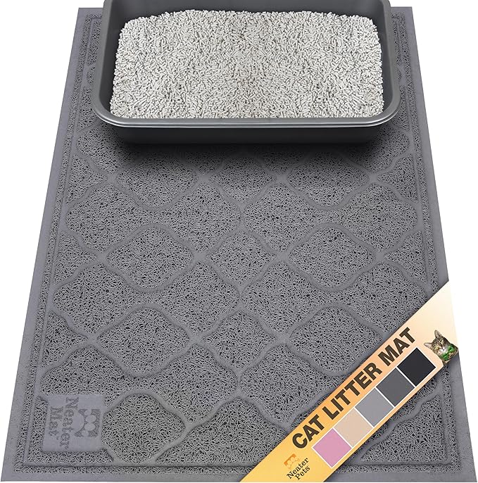 Neater Pets Neater Mat Cat Litter Rug, Thick & Durable Cat Mat for Litter Box, Trapper Pad Catches Mess to Protect Indoor Floors, Soft on Kitty Paws, Anti-Skid Grip Backing, Easy to Clean, Charcoal