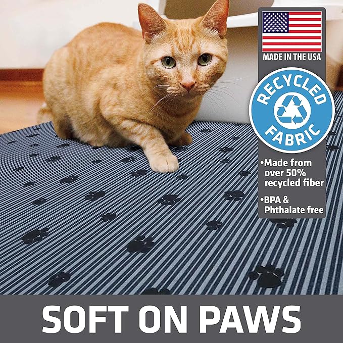 Drymate 12-Pack XL Original Cat Litter Mat, Contains Mess from Box, Protects Floors, Urine-Proof, Machine Washable, Soft on Kitty Paws, Absorbent, Waterproof (USA Made) (28”x36”)(GreyStripePaw)