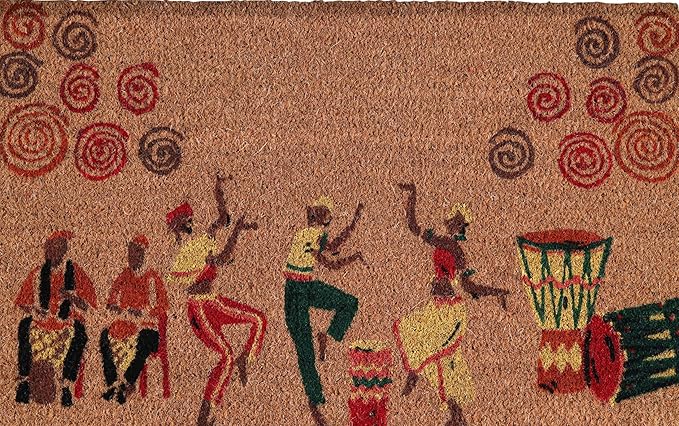 COCONIQ Coir Door Mats 17" X 30", Non-Slip Sturdy, PVC Backed Heavy Duty, Easy to Clean, Ideal for Door Entrance, Patio, Porch, Backyard, Garages, Joy of Music and Dance