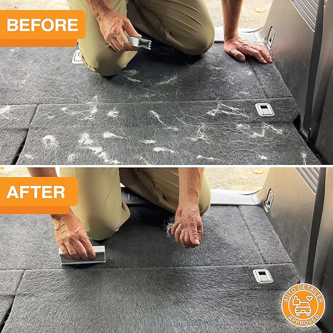 FurDozer Pet Hair Remover & Auto Detailing Tools - Cat & Dog Hair Remover for Carpets, Car Interiors, Couches, Bedding, & Pet Furniture (Gray, X3 MINI - 3.5" Long)