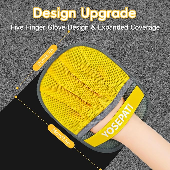Thickened Ectrostatic Pet Hair Removal Glove for Cat & Dog, Upgraded Five-Finger Reusable Magic Brush Pet Hair Remover Tool for Couch, Clothing, Carpet & Car Seat, Cat Grooming Gloves
